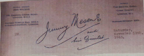 Jimmy Mesene Quintet letterhead, 1943